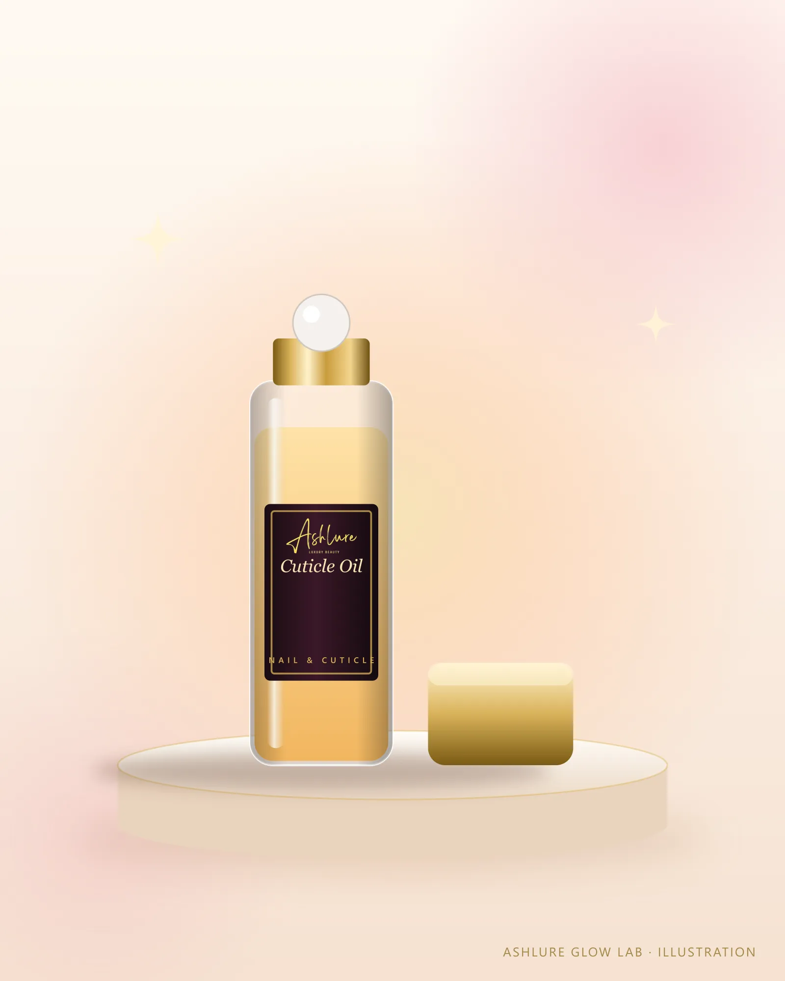 Illustration of Ashlure Cuticle Glow Oil; final product not yet photographed