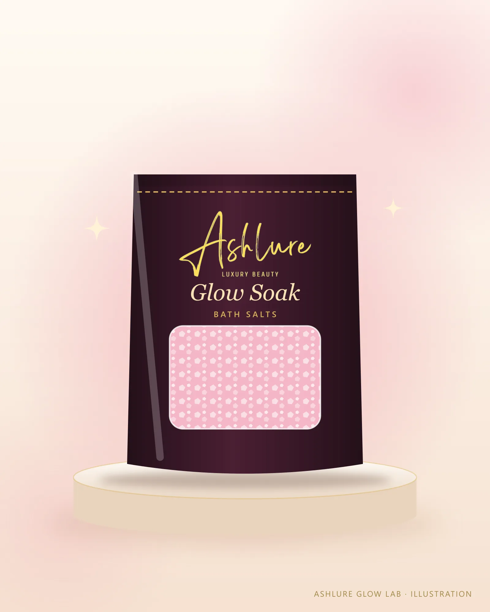 Illustration of Ashlure Glow Bath Soak; final product not yet photographed