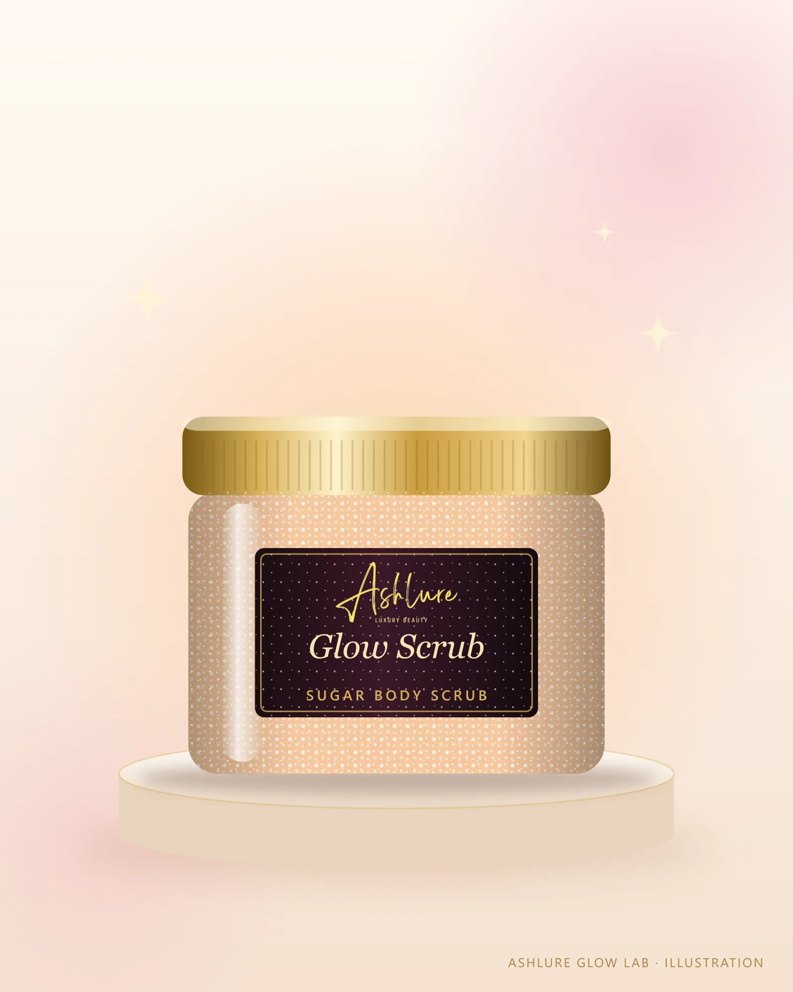 Illustration of Ashlure Glow Sugar Scrub; final product not yet photographed
