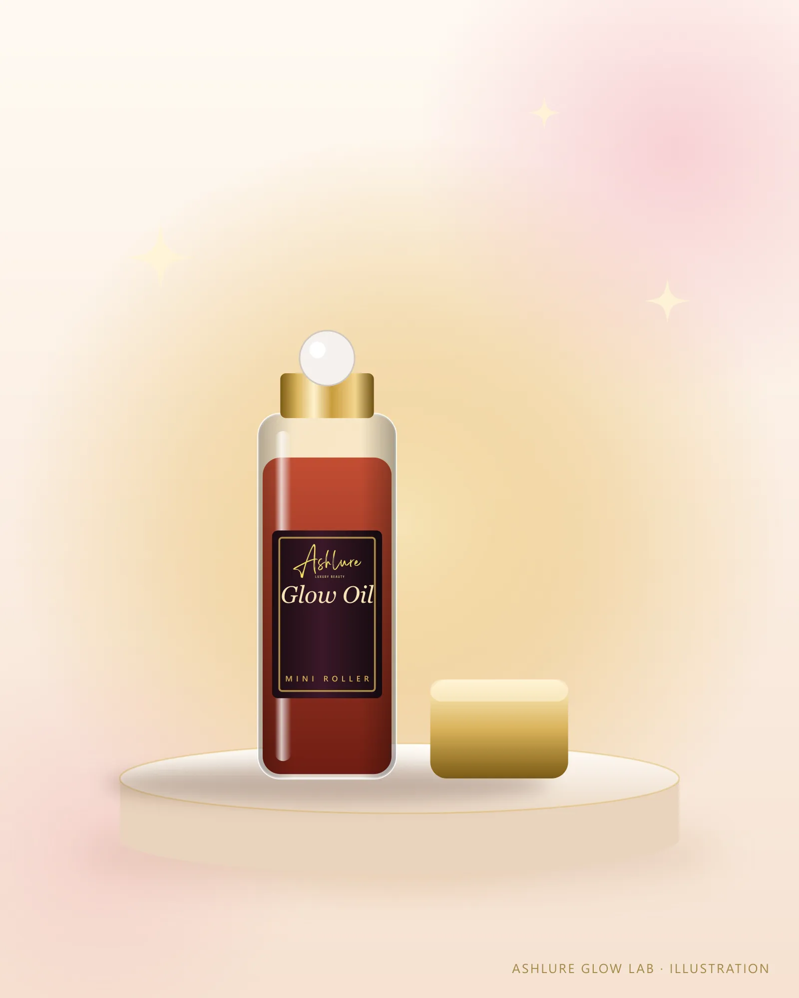Illustration of Ashlure It Girl Glow Oil Mini Roller; final product not yet photographed