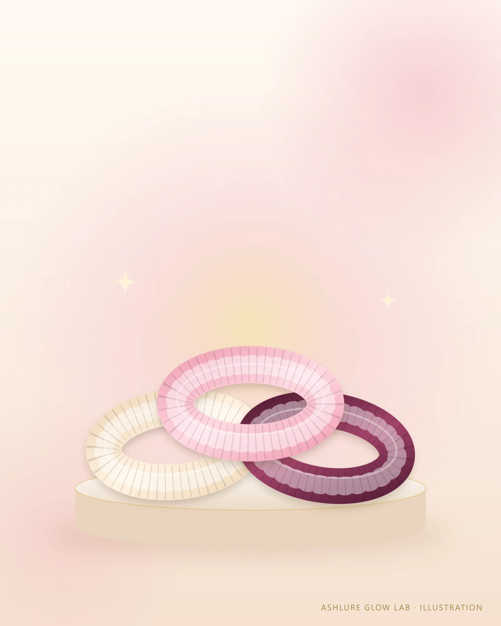 Illustration of Ashlure Glow Scrunchie Set; final product not yet photographed